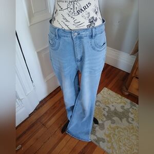 light wash flared jeans